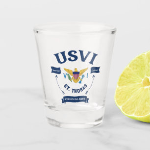 US Jungfrau Islands Flag St. Thomas USVI Tropical  Schnapsglas