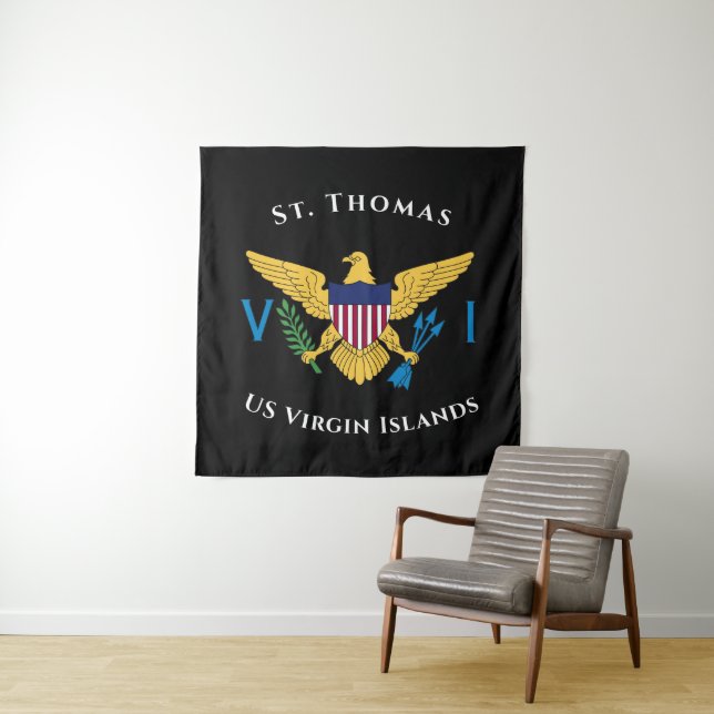 US Jungfrau Islands Flag St. Thomas USVI Tropical Wandteppich (Beispiel)