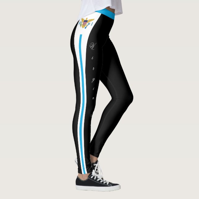 US Jungfrau Islands mode Leggings, Flag, schwarz Leggings (Rechts)