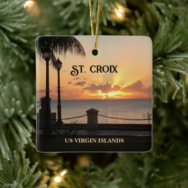 US Jungfrau Islands St Croix Sunset Weihnachten Keramikornament (Baum)