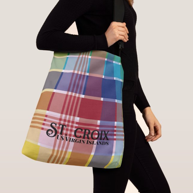 US Jungfrau Islands St. Croix USVI Madras Tragetaschen Mit Langen Trägern (Von Nahem)
