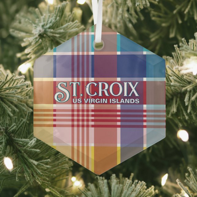 US Jungfrau Islands St. Croix USVI Madras Weihnach Ornament Aus Glas (Insitu)