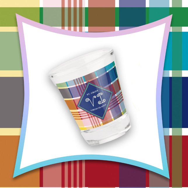 US Jungfrau Islands St Croix USVI Schnapsglas (US Virgin Islands St. Croix USVI Madras Plaid Shot Glass)