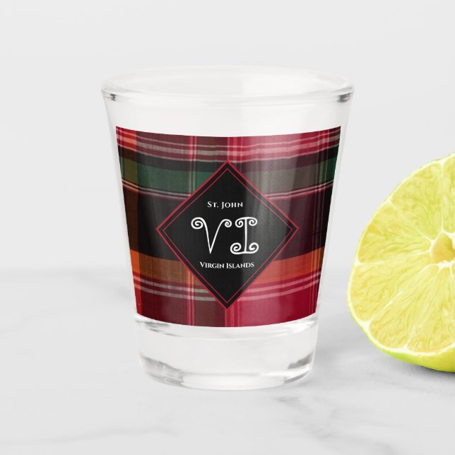 US Jungfrau Islands St John USVI Madras Tropical Schnapsglas (Vorderseite)