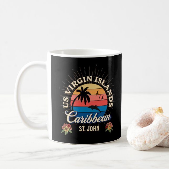 US Jungfrau Islands St John USVI Sunset Personaliz Kaffeetasse (Mit Donut)