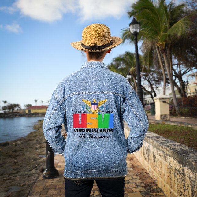 US Jungfrau Islands St. Thomas USVI Tropical Jeansjacke (U.S. Virgin Islands St. Thomas USVI Tropical Denim Jacket is great to wear with the USVI flag. )