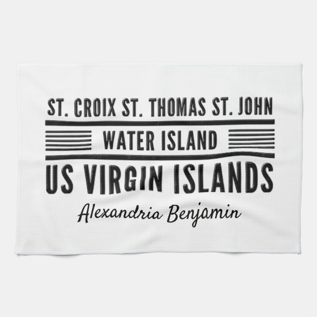 US Jungfrau Islands USVI Caribbean Name Geschirrtuch (Horizontal)