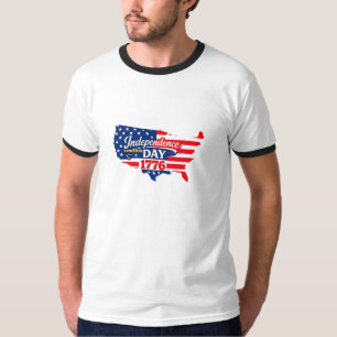 US-Karte Amerikanische Flagge Unabhängigkeitstag 1 T-Shirt