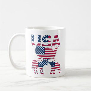 US-Karte Donkey Elephant auf Flag Politische Wahle Kaffeetasse