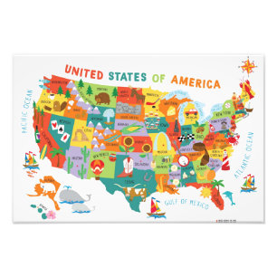 US-Karte für Kinder Fotodruck