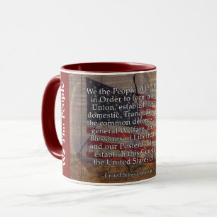 US-Konstitutions-Präambel-Typografie und US-Flagg Tasse