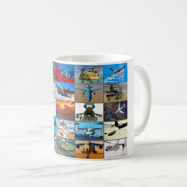US-LUFTFAHRT "MONTAGE" KAFFEETASSE (VorderseiteRechts)
