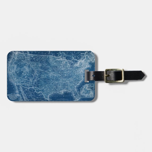 US Map Blueprint Gepäckanhänger (Vorderseite horizontal)