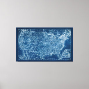 US Map Blueprint Leinwanddruck