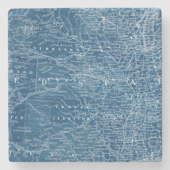 US Map Blueprint Steinuntersetzer (Vorderseite)