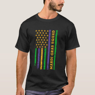 US Mardi Gras Flag Louisiana Parade Mardi Gras Squ T-Shirt