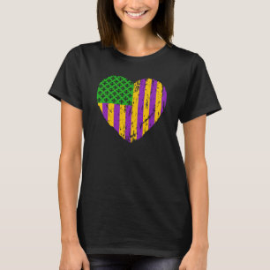 US Mardi Gras Flag with Fleur de Lis Patriotic T-Shirt