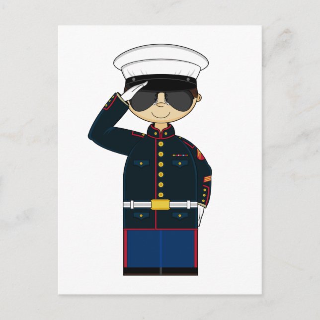 US Marine Corp NCO Saluting Postcard Postkarte (Vorderseite)