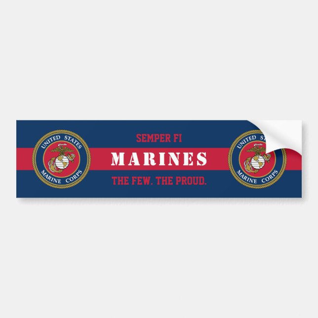 US Marine Corps - Blue Red Strip Autoaufkleber (Vorne)