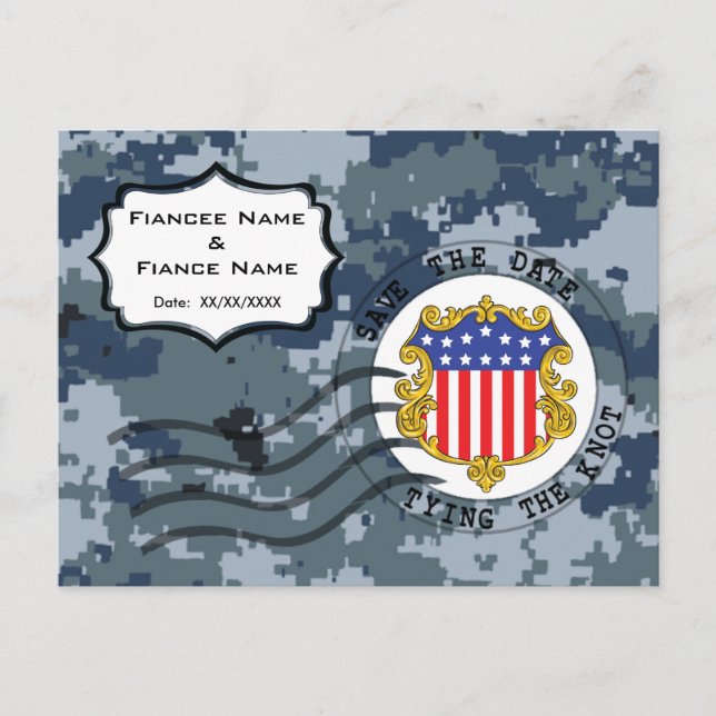 US MARINE Marine Save the Date und Flagge Ankündigungspostkarte (Vorderseite)