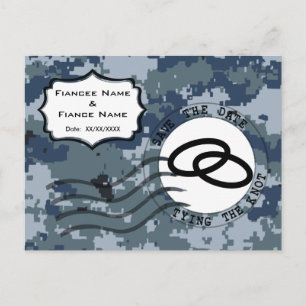 US MARINE Navy Save the Date & Rings Ankündigungspostkarte