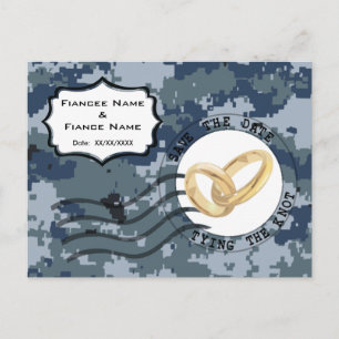 US MARINE Navy Save the Date & Rings Ankündigungspostkarte