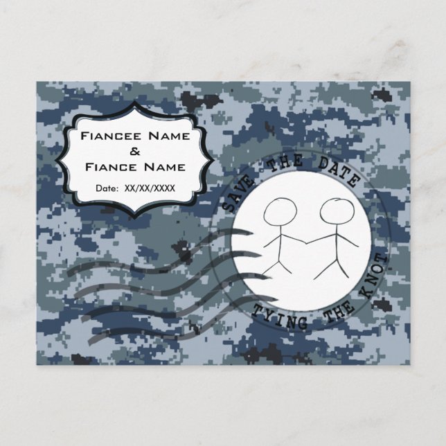 US MARINE Navy Save the Date und Couple Ankündigungspostkarte (Vorderseite)