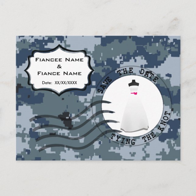 US MARINE Navy Save the Date und Hochzeitskleid Ankündigungspostkarte (Vorderseite)