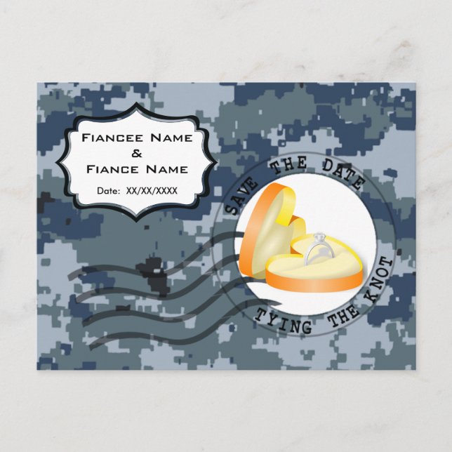 US MARINE Navy Save the Date und Ring Ankündigungspostkarte (Vorderseite)