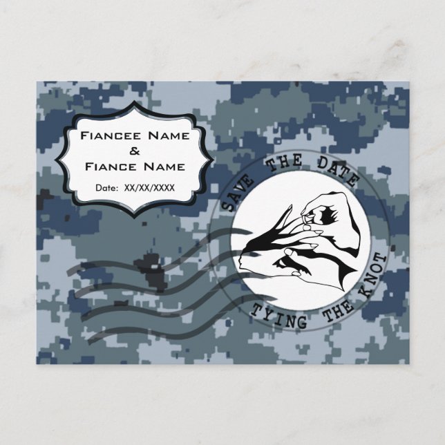 US MARINE Navy Save the Date und Ring Ankündigungspostkarte (Vorderseite)