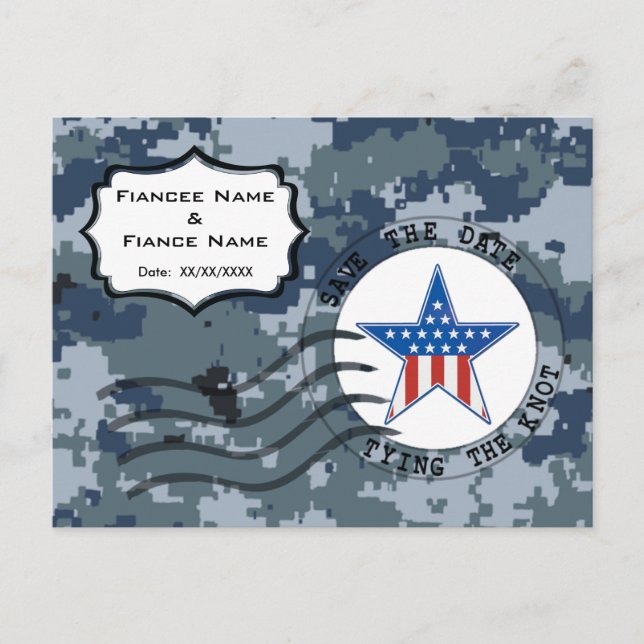 US MARINE Navy Save the Date und Star Ankündigungspostkarte (Vorderseite)