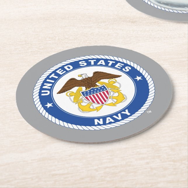 US-Marine | Referent Wappen Runder Pappuntersetzer (Angewinkelt)