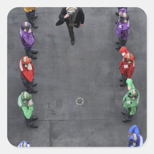 US-Marine Regenbogenhälften Quadratischer Aufkleber (Vorderseite)