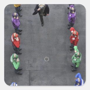 US-Marine Regenbogenhälften Quadratischer Aufkleber