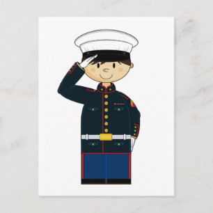 US Marine Saluting Postcard Postkarte