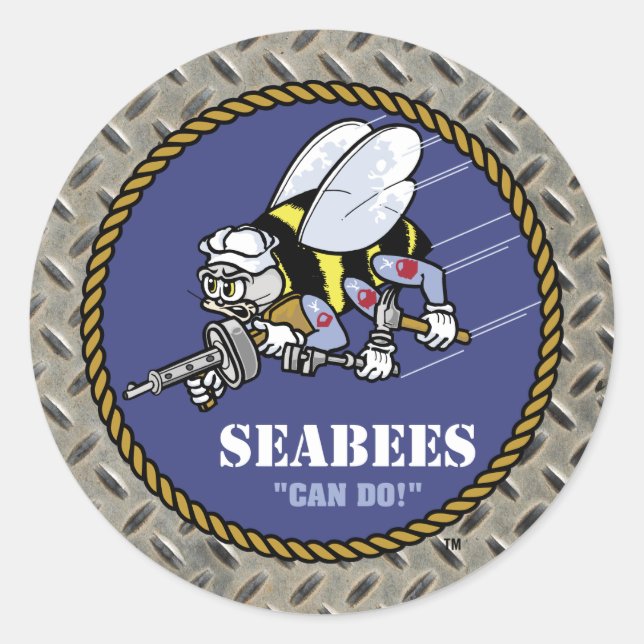 US-Marine | Seabees Runder Aufkleber (Vorderseite)