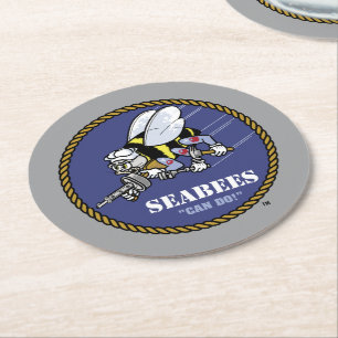 US-Marine   Seabees Runder Pappuntersetzer