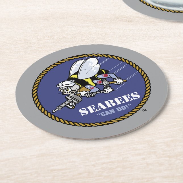 US-Marine | Seabees Runder Pappuntersetzer (Angewinkelt)