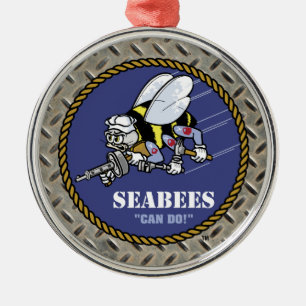 US-Marine   Seabees Silbernes Ornament