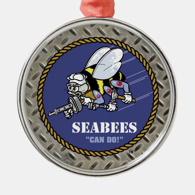 US-Marine | Seabees Silbernes Ornament (Vorne)