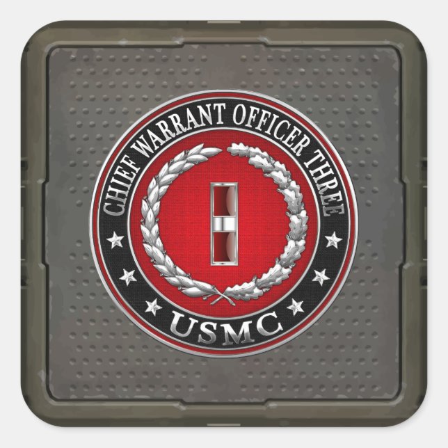 US-Marineinfanterie: Dritter Hauptbefehl (USMC CWO Quadratischer Aufkleber (Vorderseite)