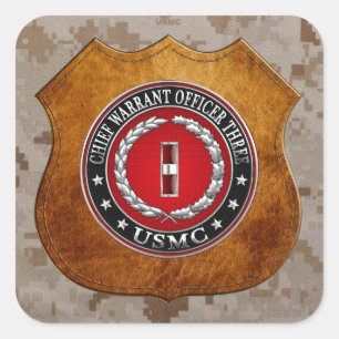 US-Marineinfanterie: Dritter Hauptbefehl (USMC CWO Quadratischer Aufkleber