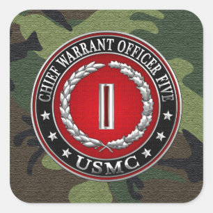 US-Marineinfanterie: Haftbefehl fünf (USMC CWO-5)  Quadratischer Aufkleber