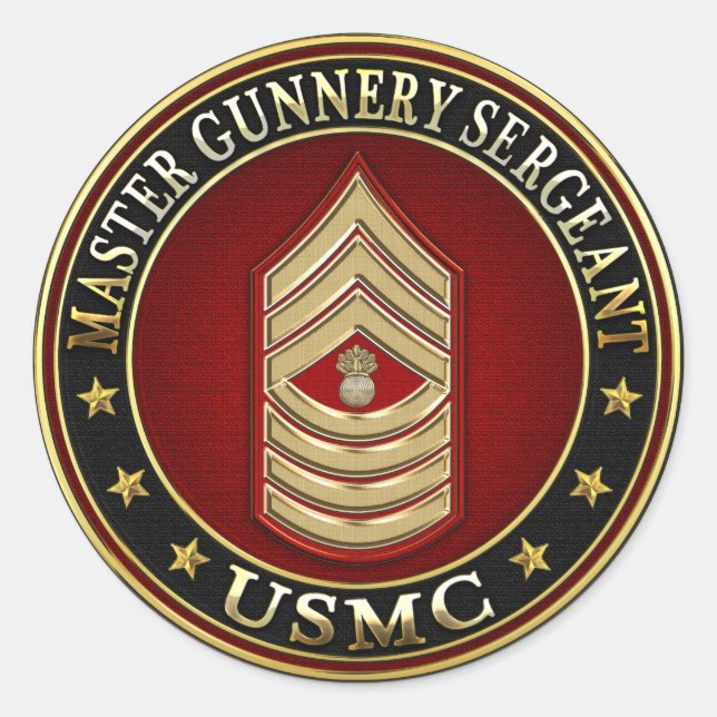 US-Marineinfanterie: Master Gunnery Sergeant (USMC Runder Aufkleber (Vorderseite)