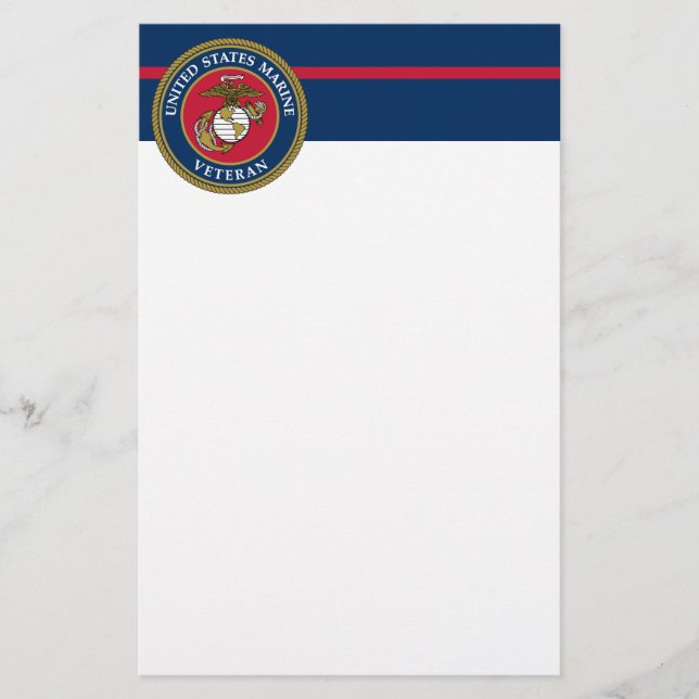 US-Marineinfanteriekorps - Veteranen-Blau Briefpapier (Vorderseite)