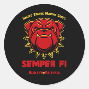 US Marines Bulldog Mascot Semper Fi Runder Aufkleber