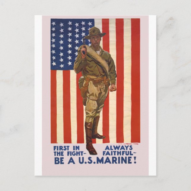 US MARINES First im Kampf immer treu Postkarte (Vorderseite)