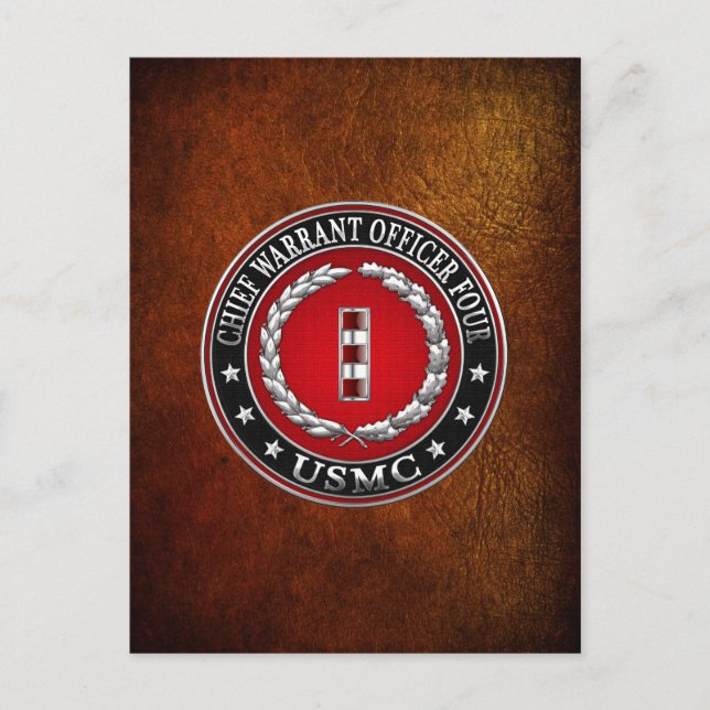 US-Marines: Hauptbefehl Vier (USMC CWO-4) [3D] Postkarte (Vorderseite)