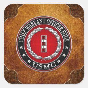 US-Marines: Hauptbefehl Vier (USMC CWO-4) [3D] Quadratischer Aufkleber