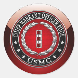 US-Marines: Hauptbefehl Vier (USMC CWO-4) [3D] Runder Aufkleber